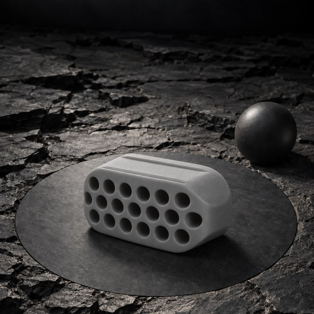 Gray Grit jaw trainer, Level 2 (50 lb), on dark stone
